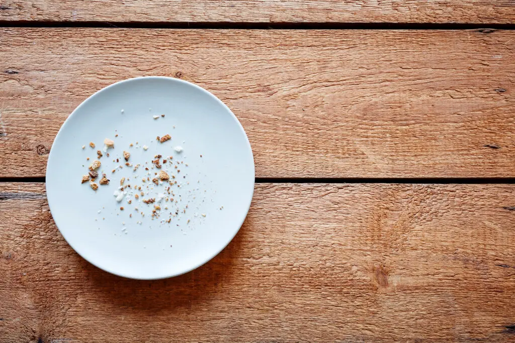 breadcrumbs on empty plate
